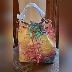 Brahmin NWT Marlowe Celebrate Copa Cabana Bucket Shoulder Bucket Leather Handbag